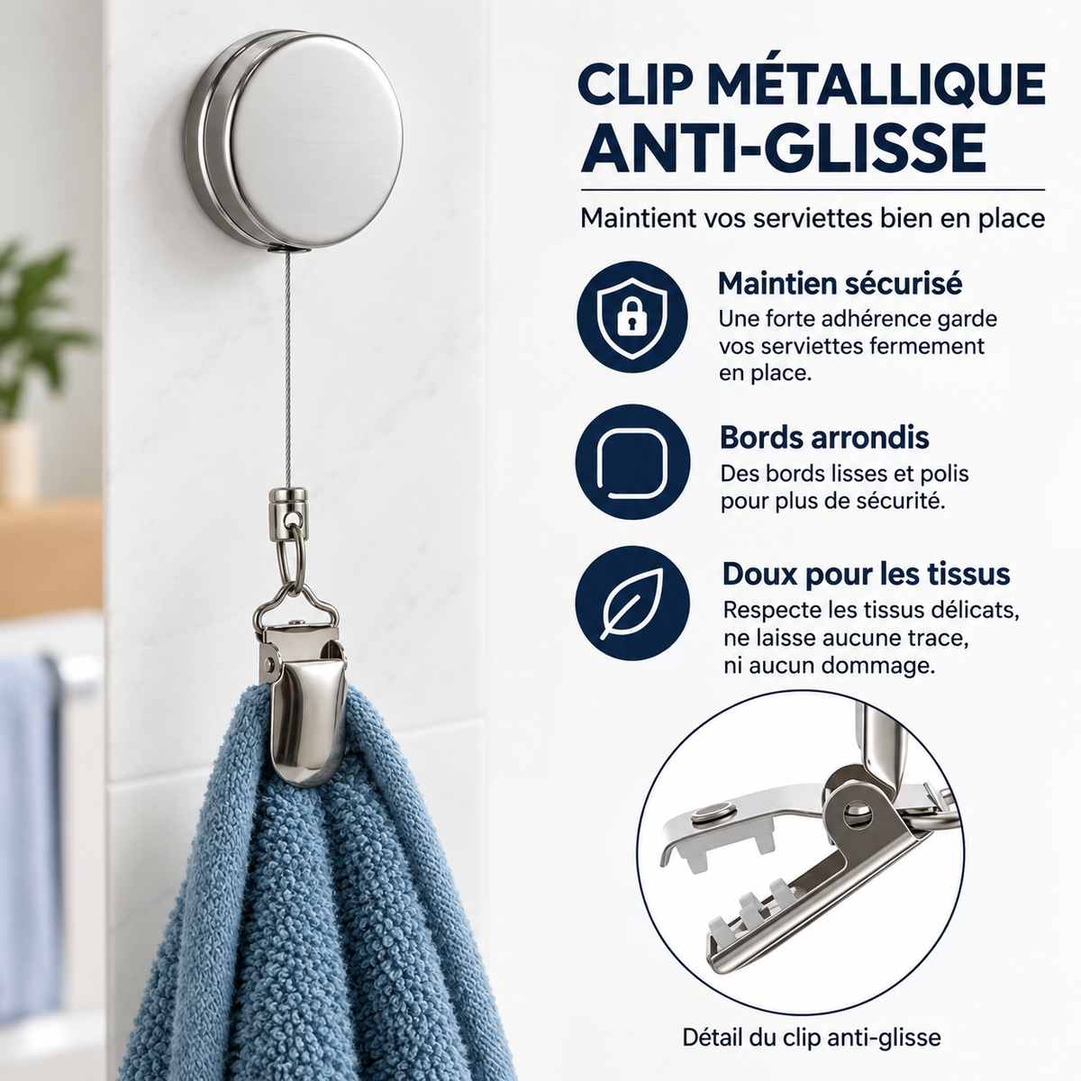 Porte serviettes rétractable
