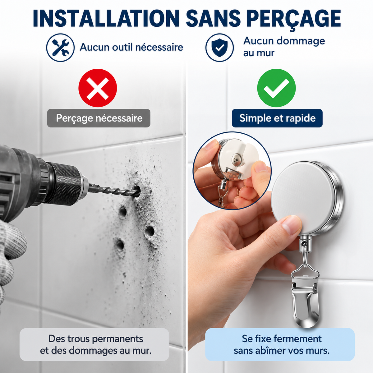 Porte serviettes rétractable