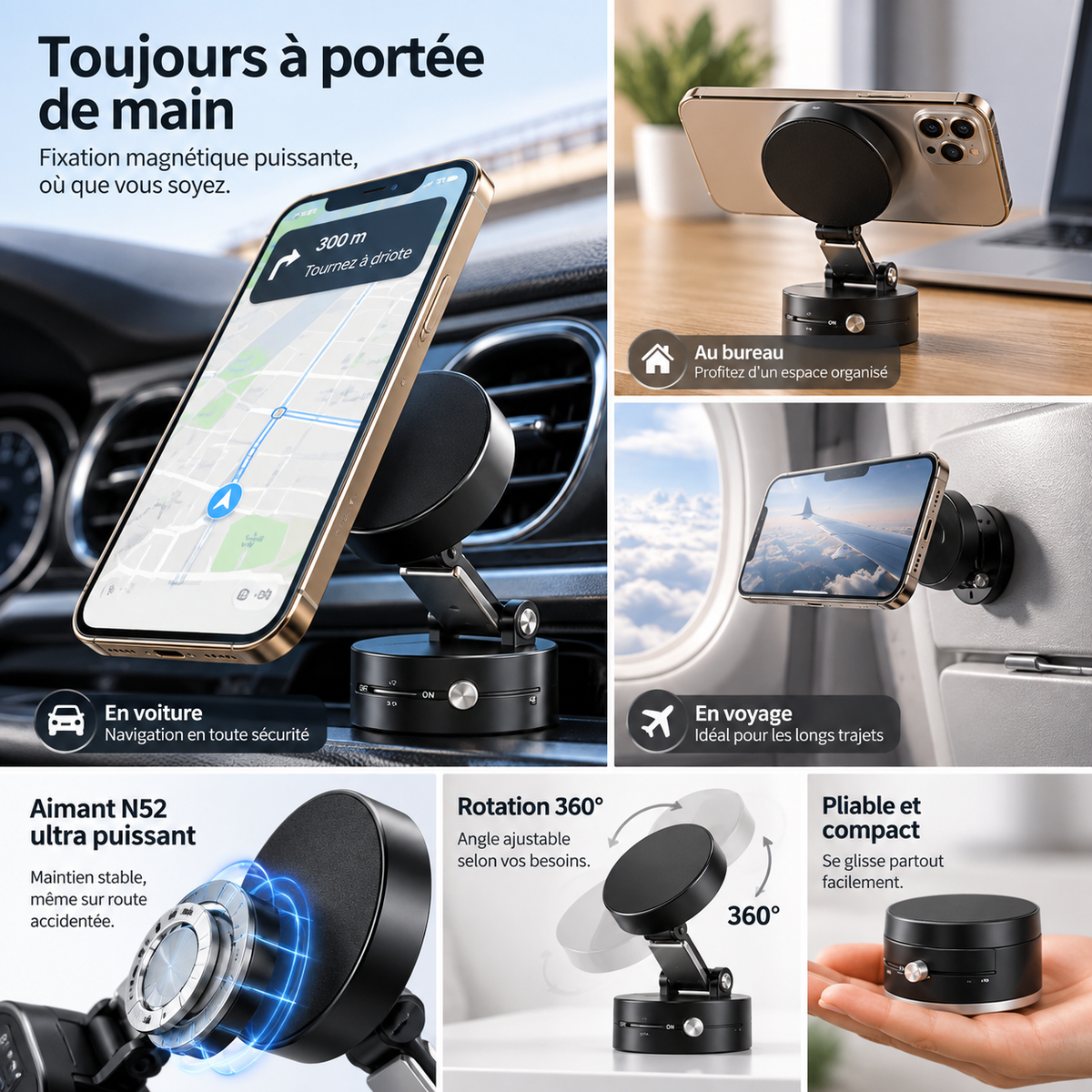 MagniGrip™ 360° – Support Téléphone